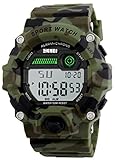 Boys Camouflage LED Sport Watch,Waterproof Digital Electronic Casual Military Wrist Boys Sports Watch With Silicone Band Luminous Alarm Stopwatch Watches