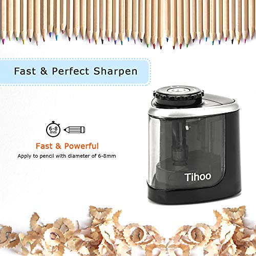Electric Pencil Sharpener Battery Operated Automatic Pencil Sharpener with 1PC Replacement Blades, Manual and Electric Free to Switch, Anti-Slip, Black