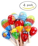 POPLAY Wood Maracas,Pack of 4,Random Pattern