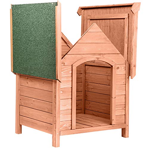 tectake Hundehütte outdoor, groÃe Hütte für Hund, winterfest, Hundehöhle für Zuhause und drauÃen, Holz Box Haus mit aufklappbarem Dach, Hundehaus für drinnen und drauÃen – Bild 4