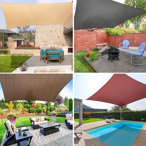 Duerer Awning 3.6 x 4.8 m Rectangular Sun Protection for Garden, Balcony and Patio, 95% UV Protection, 185 g/m² High Density Fabric, Water-Permeable for Patio, Pergola, Backyard, Outdoor Sand Colour