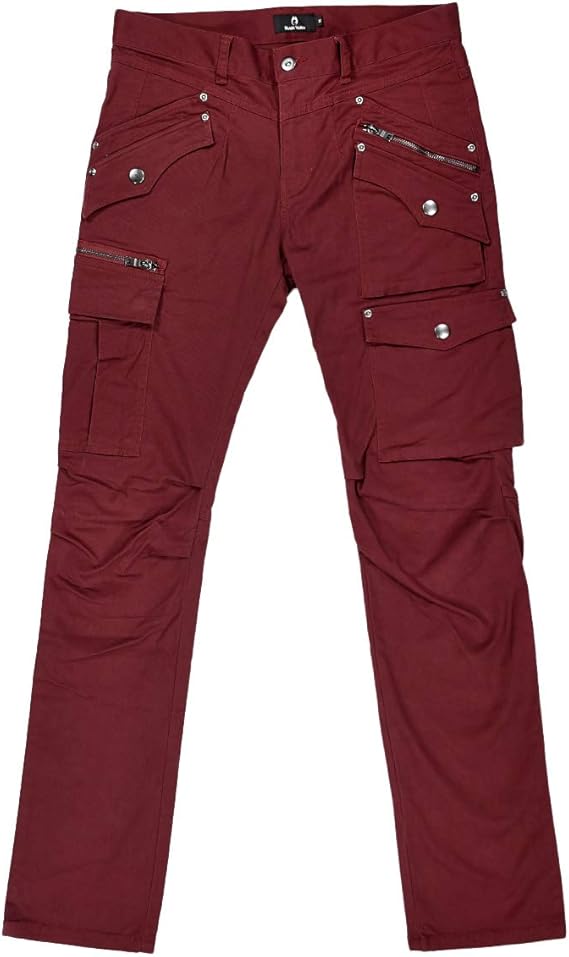 Amazon カーゴパンツ ストレッチ ポケット メンズ ファスナー ブッシュパンツ 無地 ボトムス ワインレッド赤 41 ロングパンツ 通販