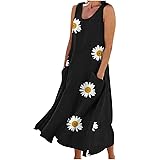 Women 's Summer CottLinen Long Dress Sleeveless