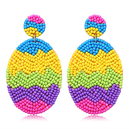 Easter Earrings for Women Boho Colorful Hypoallergenic Easter Egg Beaded Dangling Earrings Cute Spring Birthday Party Jewelry Accessory Gift at Amazon