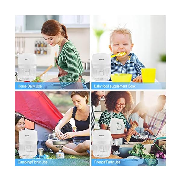 MMTX Mini Food Chopper Electric Small Food Processor Portable Fruit Blender Mixer Chops Vegetables, Nuts & Onion Meat Mincer Grinder for Baby Food USB Rechargeable 3.7V 250ml