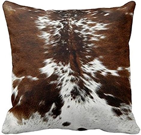 Polly Cow Hide Cotton Linen Throw Pillow Case Decorative Sofa Cushion Cover 18×18 inch