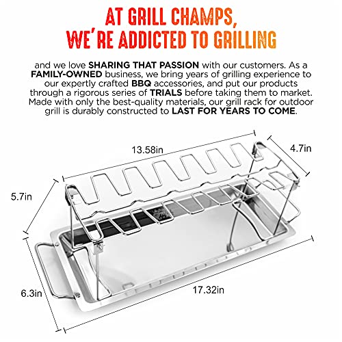 Grill Champ Chicken Leg Rack for Grill, BBQ & Smoker Stainless Steel