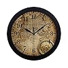 InterestPrint Nautical Old Compass and Rope On Vintage World Map Modern Round Wall Clock Decorative Quartz Clock for…