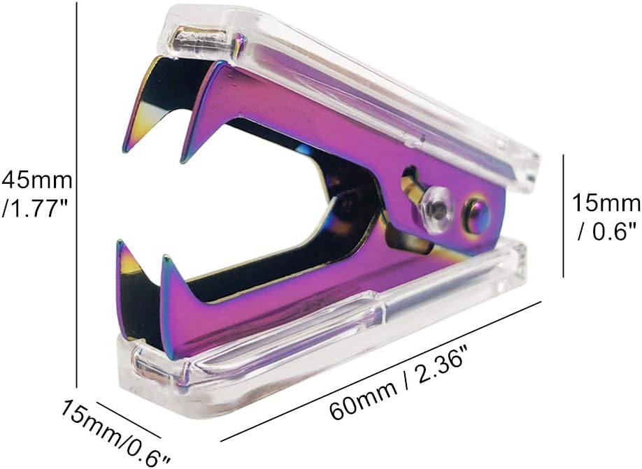 1 Pack Rainbow Staples Remover Clear Acrylic Body Steel Jaws Staple Puller Removal Tool for Dress Up Home Office School Desk Accessories Gift (1 Pack, Clear & Rainbow Tone) : Office Products
