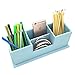 UnionBasic Desk Organizer, Desktop Caddy Leather Multi-compartment Pen Holder Office Stationer Organizer, Blue
