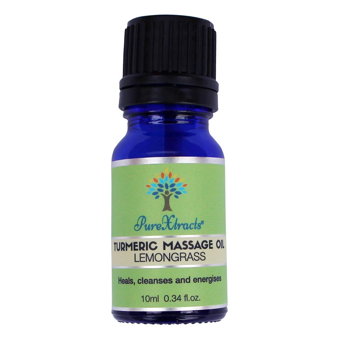 Turmeric Massage Oil with Lemongrass, 100% Natural, Arthritis Relief, Great After Exercises, Anti-inflammatory, Smells Amazing (10ML) - by PureXtracts