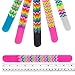Glow in The Dark Slap Bracelets for Boys Girls Kids 12 PCs – Silicone Slap On Wristbands with Fluorescent and UV - Black Light Reactive Multicolored Spikes – Great Birthday Party Favors - Supplies