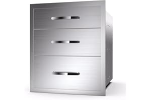 KODOM Outdoor Kitchen Drawers - 20W x 27H x 23D Inch, Flush Mount Access BBQ Island Drawers for Outdoor Kitchens or BBQ Island Patio Grill Station