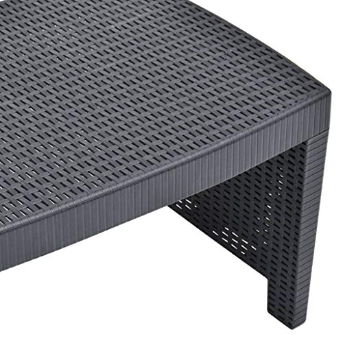 vidaXL Gartenmöbel 3-TLG. Balkonset Sitzgruppe Gartenset Balkonmöbel Sitzgarnitur Lounge Gartengarnitur Tisch 2 Sessel Kunststoff Anthrazit – Bild 8