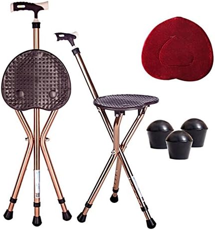 YCD Walking Seat Cane in One Cane at the Crutch Chair Walker With Stick Folding Stool Elderly Stick , brown