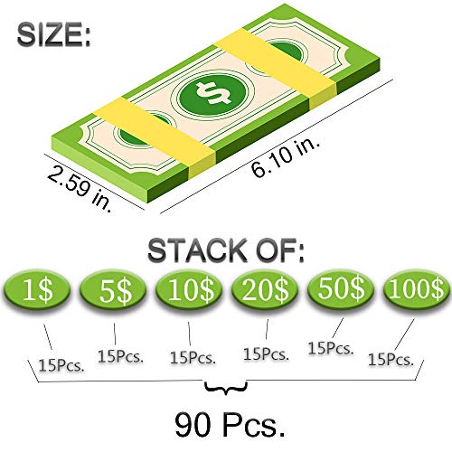 CLEXAVER Educational Play Money Set - Full Print 2 Sided - Bills of 1, 5, 10, 20, 50, 100 for 