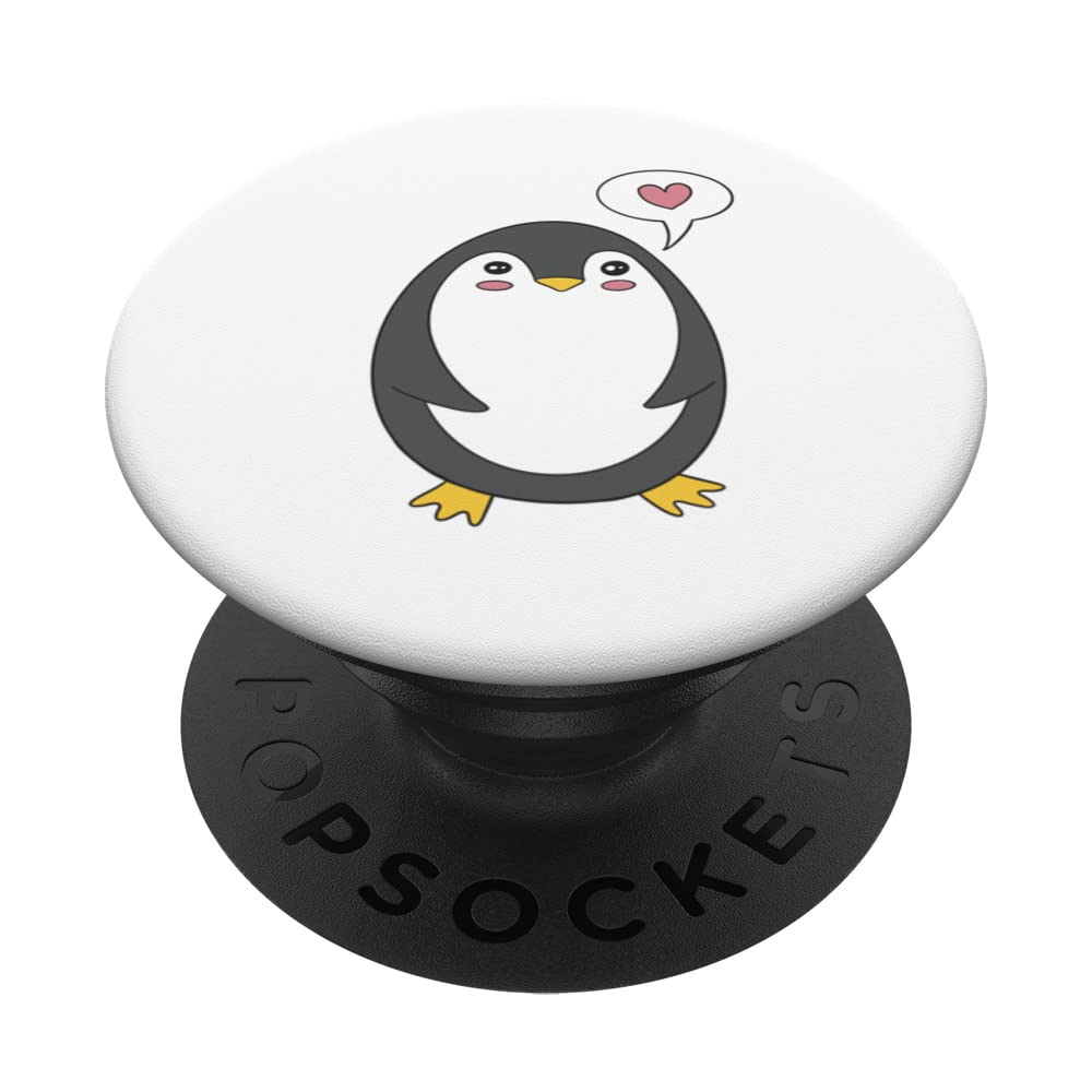 Funny penguin with heart for comic emperor penguin friends PopSockets Swappable PopGrip