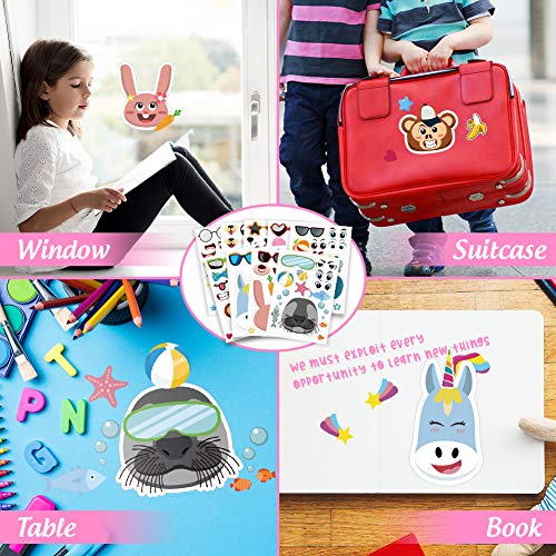 Amor 36 PCS Make-a-face Sticker Sheets Sticker Party Favors for Kids Animal Face Stickers for Festival, Reward, Art Craft, Party Favors, School