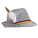 Skeleteen German Oktoberfest Alpine Fedora - Bavarian Swiss Traditional Trachten Felt Costume Hat with Feather for Kids and Adults Grey