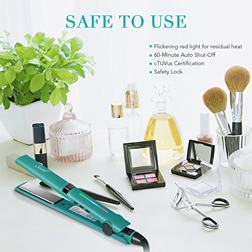 Hair Straightener, Entil Flat Iron with 1 inch Ionic Ceramic Titanium Plates, Professional Salon Tool, Dual Voltage, Digital Controls for Women with Curly Long Short Thick Fine Thin Wavy Hair Travel - Thumbnail 5