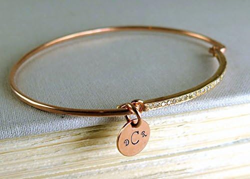 Pave Diamond Bracelet in Rose Gold Fill • Personalized • Bangel Bracelet • Delicate • Layering • Diamond Jewelry • Elegant • Genuine Diamond