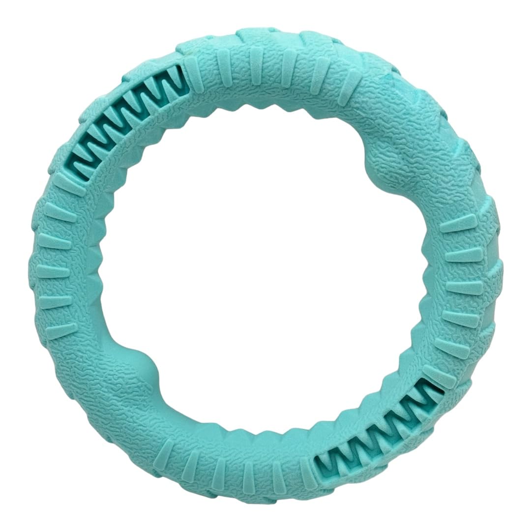 Pet Guru® Pet Dog Training Ring Anti-Bite Floating Toy Puppy Summer Pet Training Outdoor Durable Chew interactive Training Activity Toy (SEA BLUE, SMALL 15 CM)
