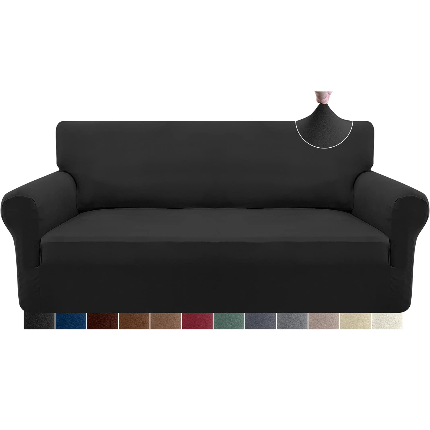 Granbest Stretch Sofa Cover 3 Seater Super Soft Spandex Sofa Slipcover for Dogs Pet Couch Cover Furniture Protector with Elastic Bottom(3 Seater,Black)