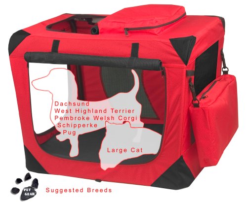 Pet Gear Generation II Deluxe Portable Soft Crate for cats and dogs up to 30-pounds, Red Poppy