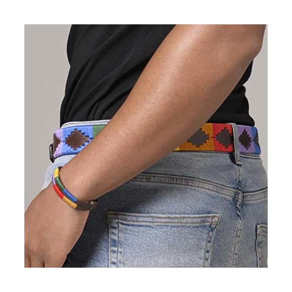 PELPE - Cinturón argentino de piel, con pulsera de hilo y cuero a juego. Cinturón bordado sobre cuero, para hombre y… | DeHippies.com