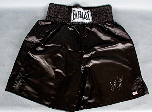 Leon Spinks Signed Black Everlast Boxing Trunks -- COA - Autographed Boxing Robes and Trunks