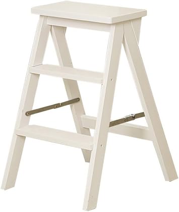 Folding Stepladder Home Multifunctional Portable Two Step Ladder Two Steps Ladder Kitchen Bench Chair Solid Wood Bar Stool White Step Stool Color 1 Amazon Co Uk Diy Tools
