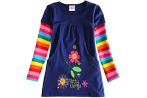 VIKITA Toddler Girls Dresses Winter Long Sleeve Girl Casual Clohtes for Kids 2-12 Years Xmas Gift