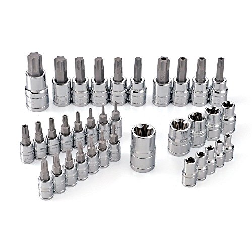 35pc E-socket Star Torx Bit Set Tamper Proof Internal External Female 1/4" 3/8"