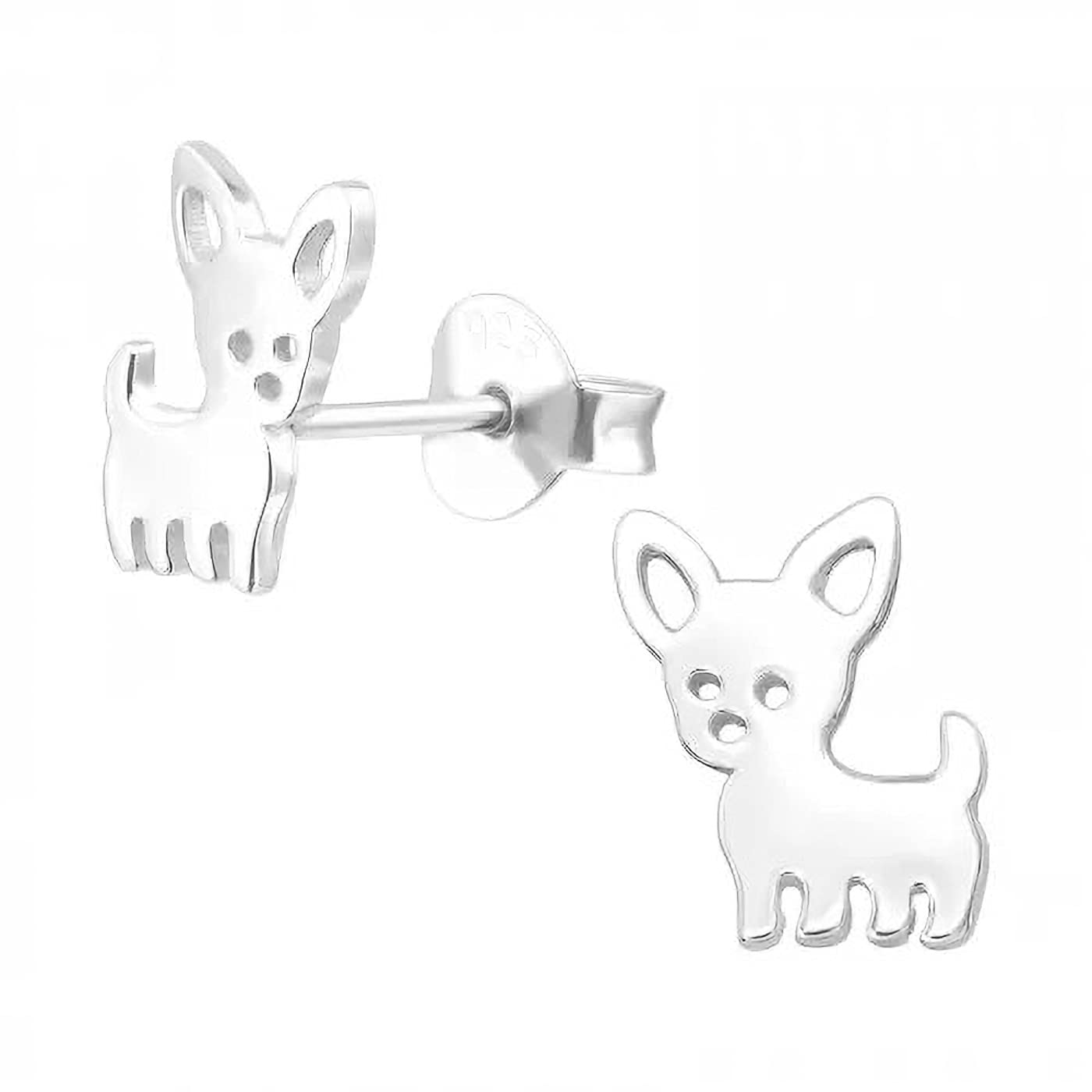 Chihuahua Dog Earrings Sterling Silver