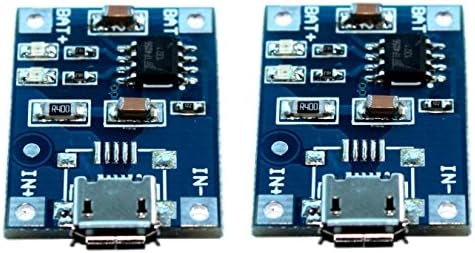 Optimus Electric 2pcs Micro USB Charger Based on TP4056 for Charging Lithium Battery with 1A Current and 4.2V Output Voltage from