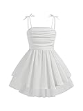 RoseSeek Girl's Flowy Cami Dress Ruched Sleeveless
