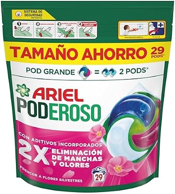 Cápsulas para lavadoras de detergente PODEROSA | 29 Lavagens | Frescura Selvagem | POD GRANDE = 2 PODS | 2X Remoção de Manchas e Odores