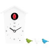 KOOKOO Birdhouse Mini White, Tiny Modern Cuckoo Clock with 12 Natural Bird Songs or Cuckoo Call