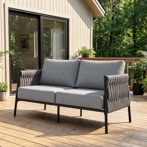 LayinSun Outdoor Patio Woven Rope Loveseat, 2-Person Deep… at Amazon