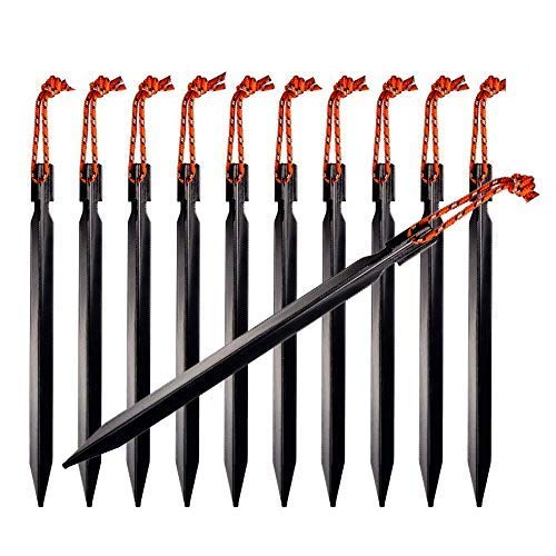 OBKJJ Tent Stakes,7075Aluminium Tent Nail Lightweight with Reflective Rope 12-Piece