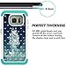 MagicSky S7 Edge Case, [Shock Absorption] Studded Rhinestone Bling Hybrid Dual Layer Armor Defender Protective Case Cover for Samsung Galaxy S7 Edge (Mermaid)