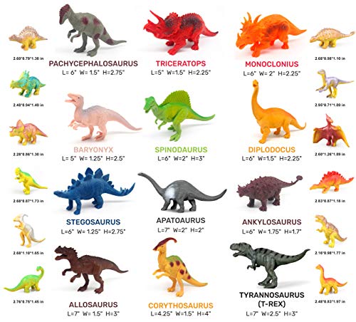 24 Most-Realistic Looking Dinosaur Toys - 12 Jumbo Plus 12 Small Toy Dinosaur Plastic Figures for Kids - Dinosaurs Gifts for Boys and Girls with Gift Box and a Large Storage Bag Bonus - Thumbnail 3
