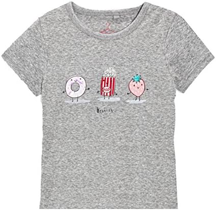 Khanomak Kids Girls Short Sleeve Solid Plain 100% Cotton Crew Neck T-Shirts