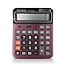 Everplus Electronic Desktop Calculator with 14 Digit Large Display, Solar Battery LCD Display Office Calculator (Red 14D)