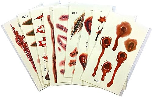 Terror Blood Scar Transfer Waterproof Temporary Tattoo Sticker for Halloween Cosplay and Party Makeup (9)