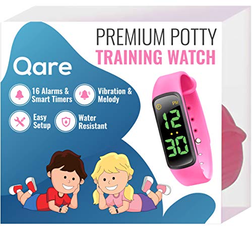 Premium Potty Training Watch - Only Watch with Multiple Alarms (16) to Fit Your Schedule & Hassle Free Smart Timer - Water Resistant - Both Vibration & Music - Kids Lock - Touchscreen- Easy Use (Pink)
