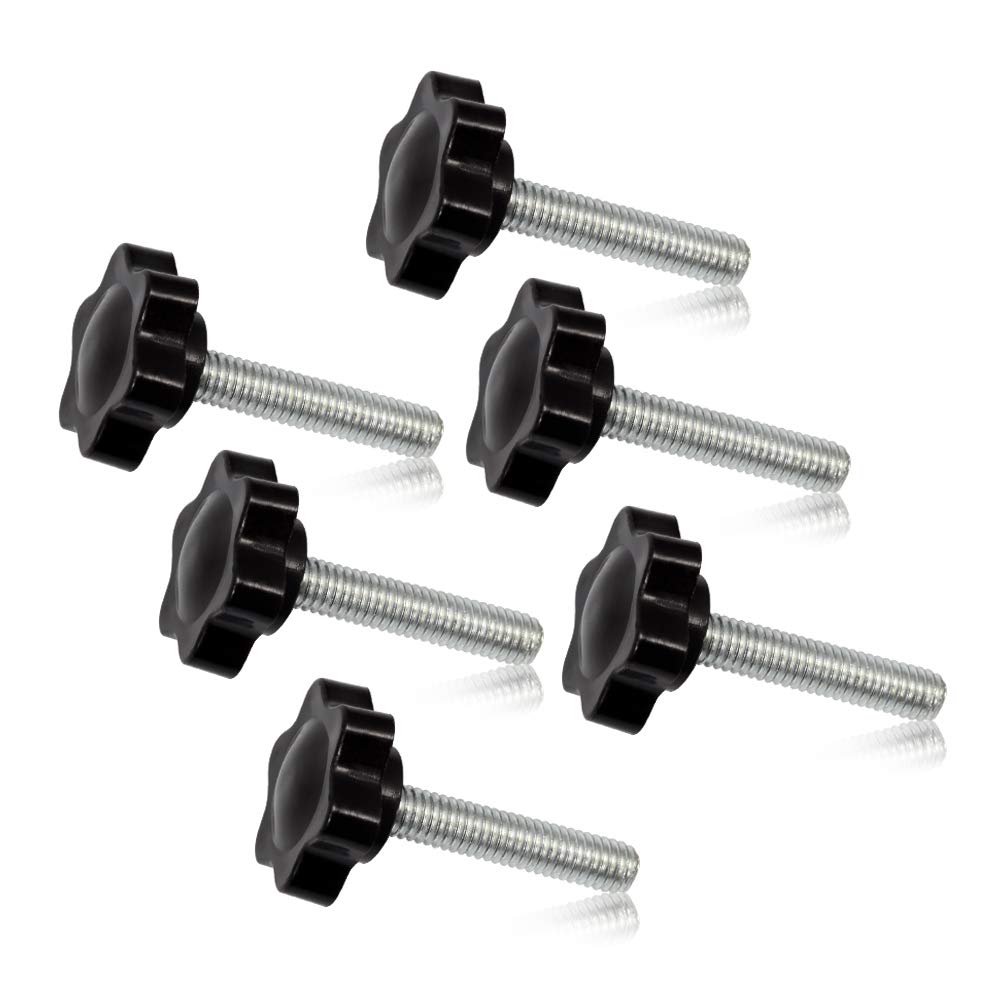 SPEEDWOX 6 Pcs Clamping Screw Knob M6 x 30 Plum Hex Shaped Hand Knobs Knurled Thumb Screw Handle Clamping Knob Male Thread Metric Thread — image 1