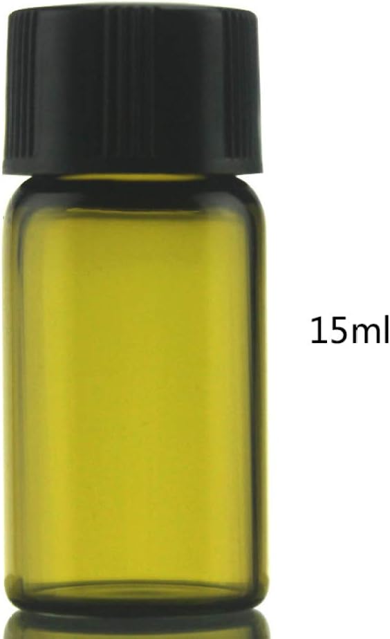 100 Pieces Brown Glass Vial Sub-Bottle Reagent Bottle Borosilicate Threaded Port Liquid Container Black Cap / 15ml / Brown