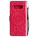 Galaxy Note 8 Wallet Case,A-slim(TM) Sun Pattern Embossed PU Leather Magnetic Flip Cover Card Holders & Hand Strap Wallet Purse Case for Samsung Galaxy Note 8 - Red