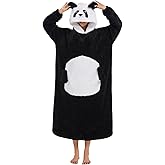 Blanket Hoodie Panda Wearable Blanket Long Pullover Unisex Adult Animal Oversized Sweatshirt with Sleeves Oversized Women Men